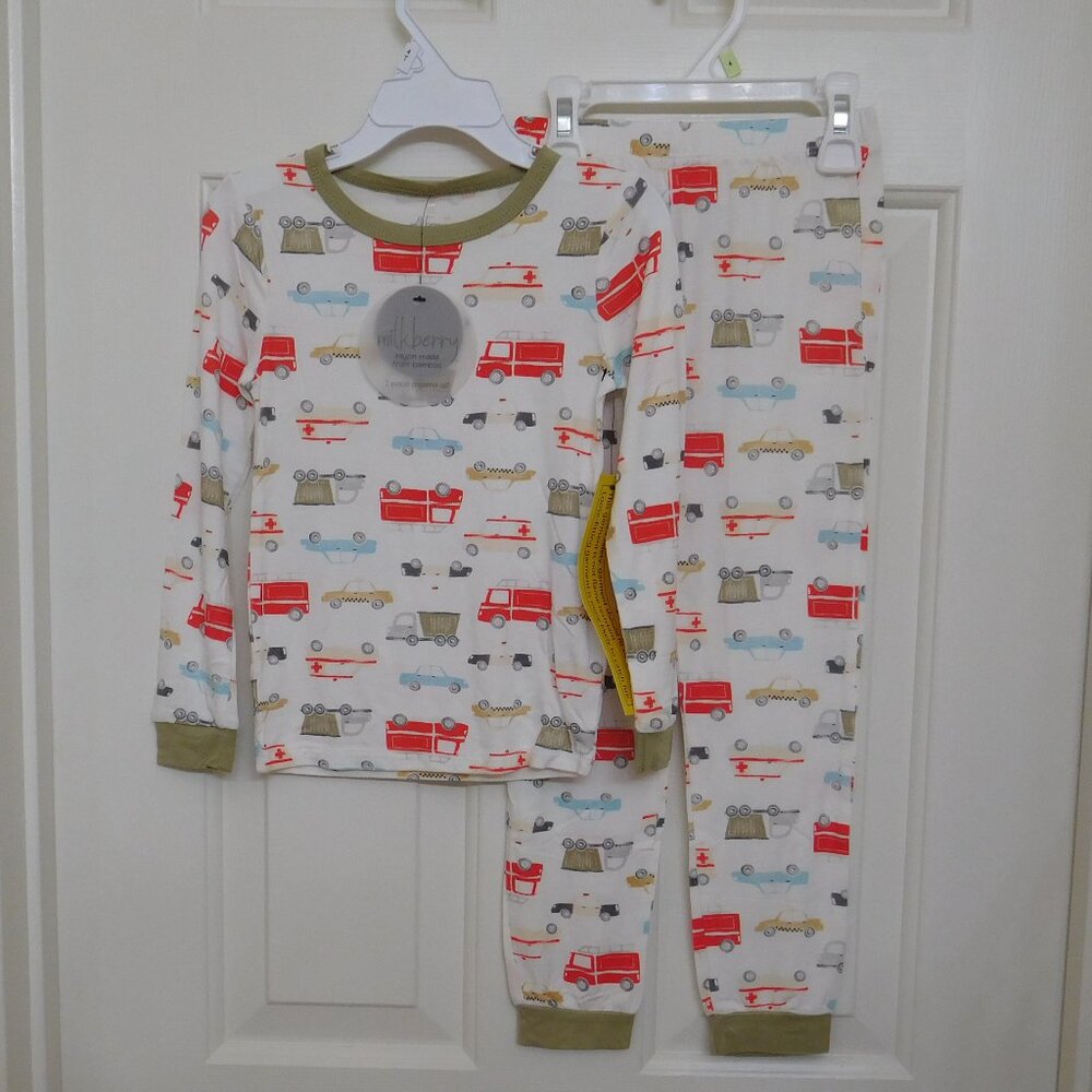 NWT 2pc Milkberry Bamboo Truck Print Pajamas sz 5t